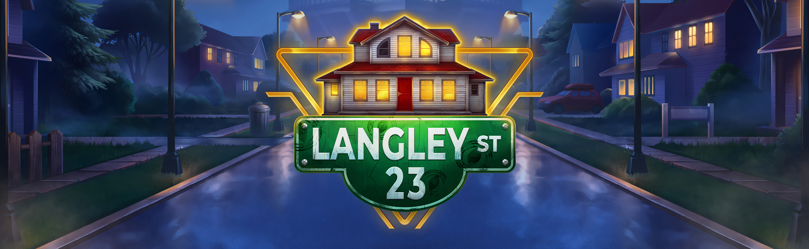 Langley Street 23 — suburban night scene and street sign